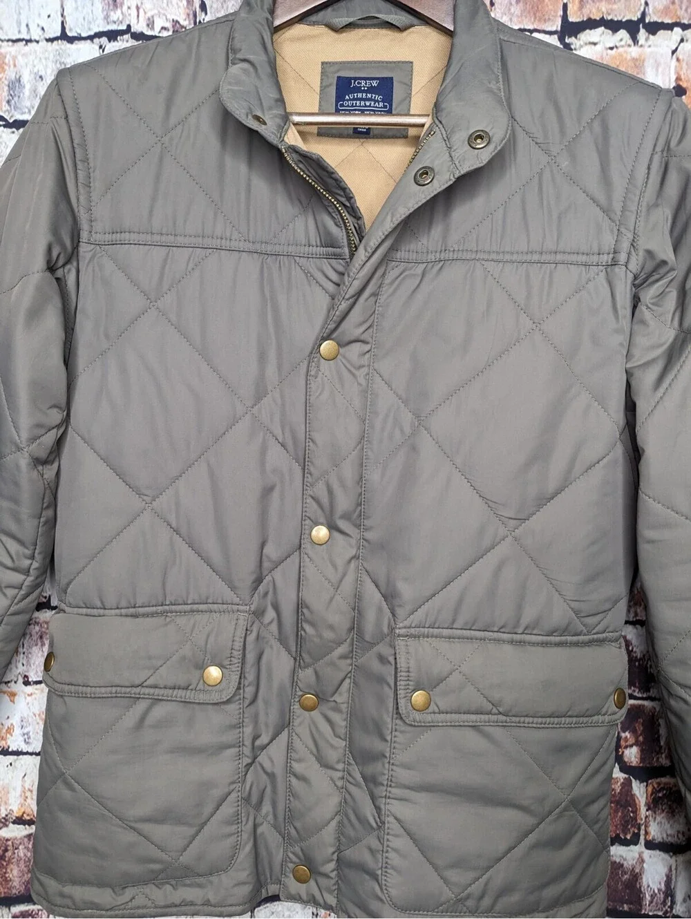 J. CREW Men's Quilted Padded Lightweight Jacket Button Shirt Men Small Sussex OD